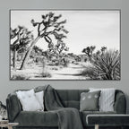 Joshua Tree Wall Art | Black & White Canvas Print, Nature Serenity Decor