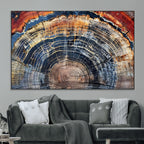 Tree Rings Wall Art Canvas Print, Framed Petrified Wood Modern Rustic