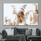 Pampas Grass Wall Art Canvas Print, Framed Neutral Tones Minimalist Boho