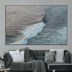 Ocean Waves Wall Art Canvas Print, Framed Coastal Serenity Surf Scene
