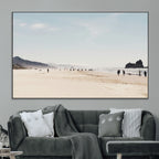 Minimalist Beach Wall Art Canvas Print, Framed Coastal Serenity Soft Sand
