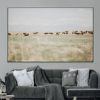 Bison Herd Wall Art Canvas Print, Framed Western Ranch Nature Scene