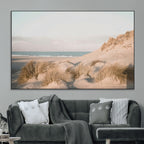 Beach Landscape Wall Art Canvas Print, Framed Sand Dune Photography, Minimalist Seascape Coastal Decor