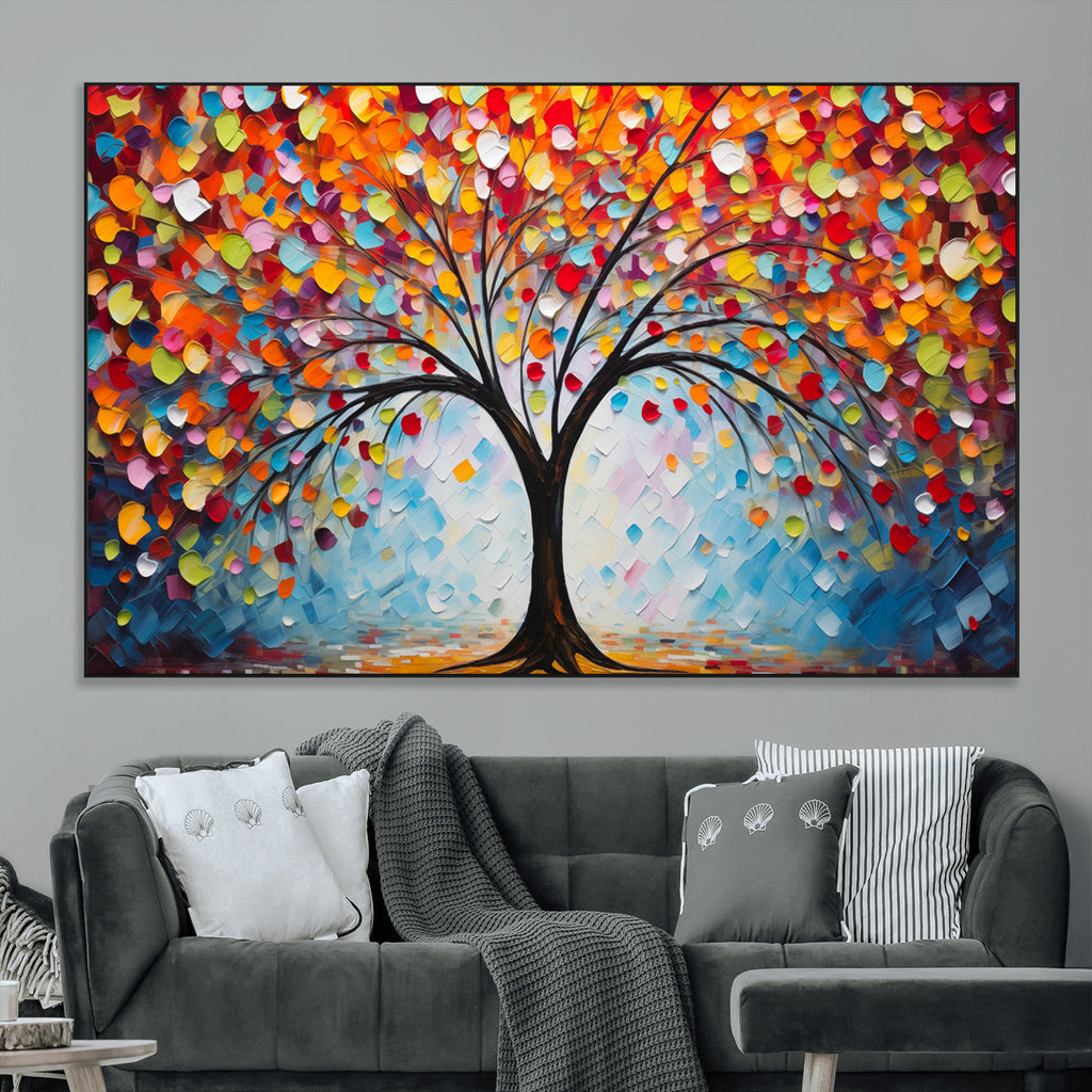 Vibrant Tree of Life Canvas Wall Art | Colorful Abstract Nature