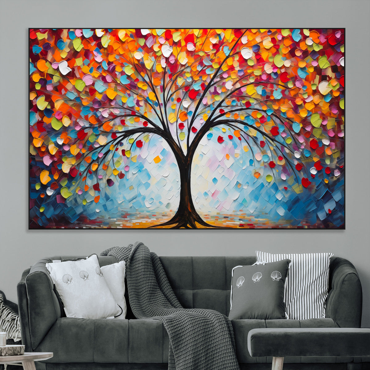 Vibrant Tree of Life Canvas Wall Art | Colorful Abstract Nature