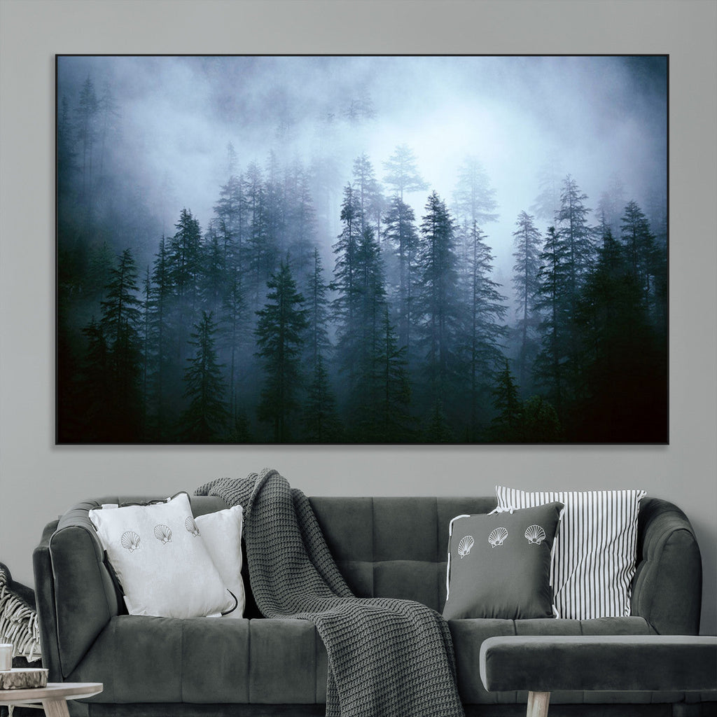 Foggy Pines Misty Forest Wall Art Print