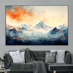 Warm Clouds Abstract Mountain Wall Art Canvas Print