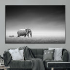 Elephant and Zebra Wall Art Canvas Print, Modern Artwork
