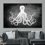 Black White Octopus Wall Art Canvas Print