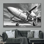 Vintage Airplane on Runway Canvas Print
