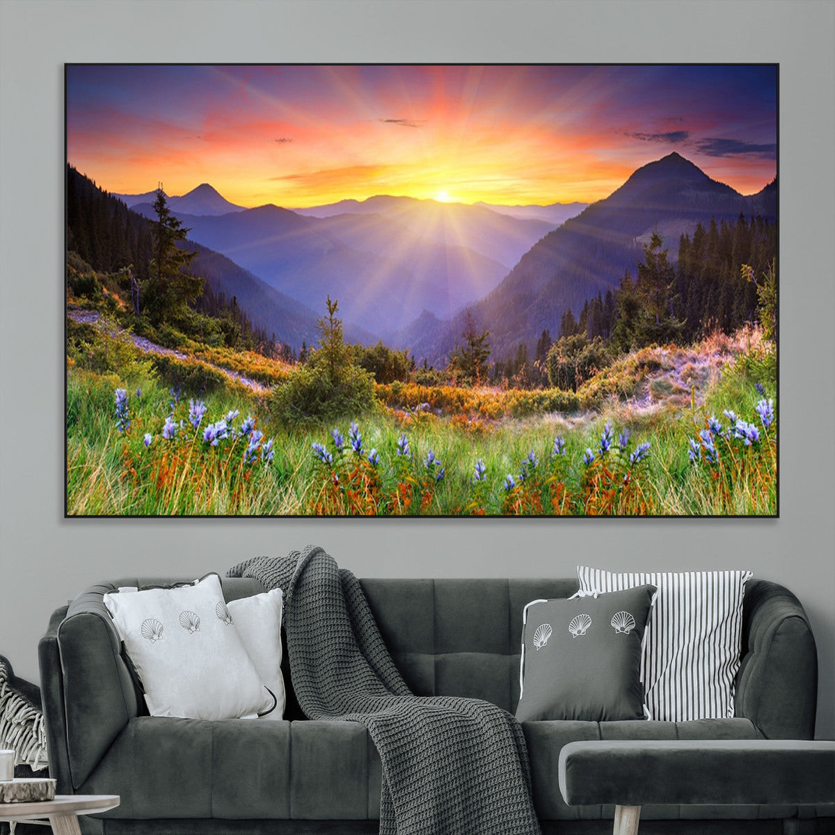 Mountain and Spring Wall Art Canvas Print