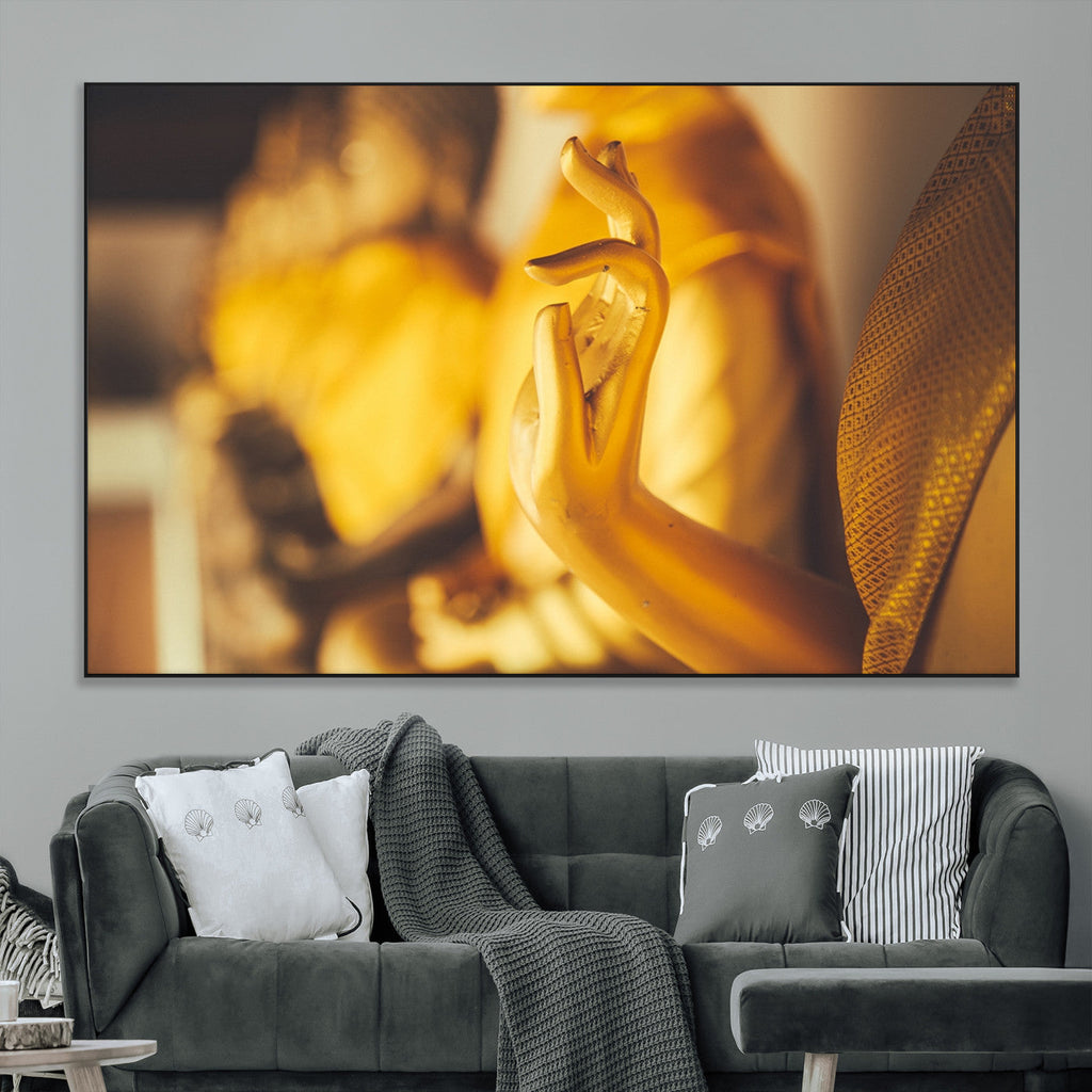 Gold Buddha Statue Hands Wall Art Canvas Print