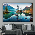 Crystal Clear Lake Wall Art | Mountains Wall Art Canvas | 3 Panel Landscape