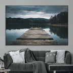 Wooden Bridge Near Lake Wall Art Canvas Print