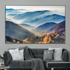 Misty Mountain Sunrise Triptych Canvas Print | Autumn Landscape Wall Art