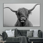 Texas Cow Wall Art Canvas, Texas Longhorn Cattle Canvas Print