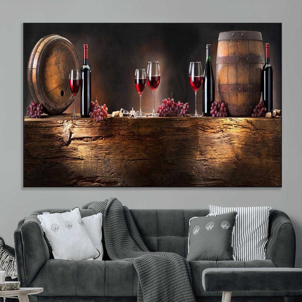 Wine and Barrels Wall Art Canvas Print