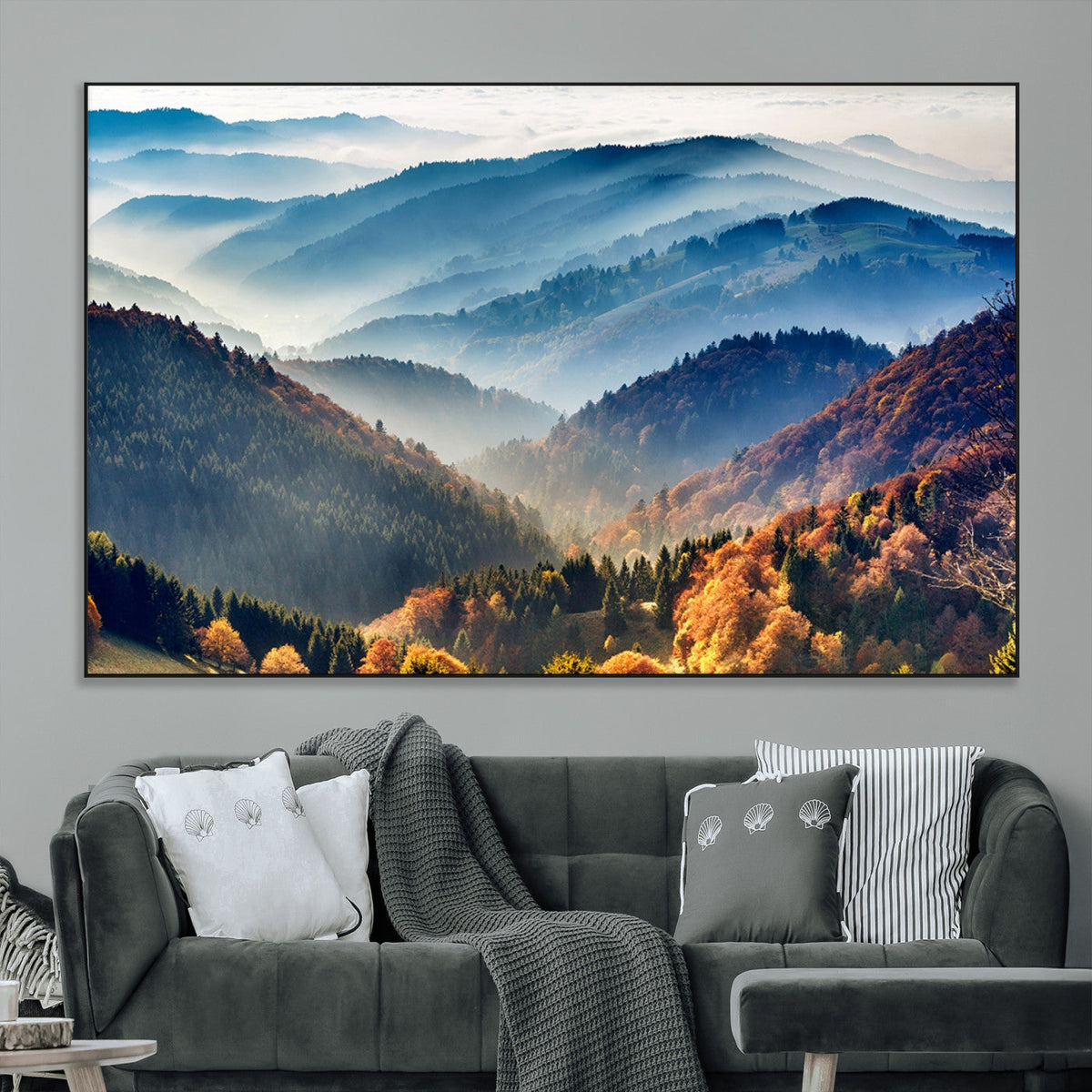 Mountains Forest Autumn Wall Art Canvas Print