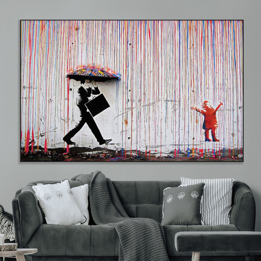 Banksy Wall Art Canvas Print | Framed Graffiti Street Art Picture