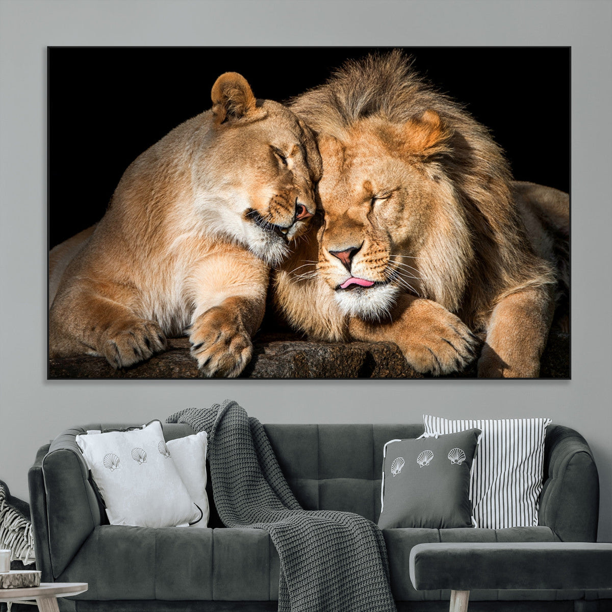 Lion and Lioness Wall Art Canvas Print | African Wildlife Animal Art