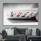 Framed Lucky Poker Cards Canvas | Modern Triptych Wall Art for Game Rooms