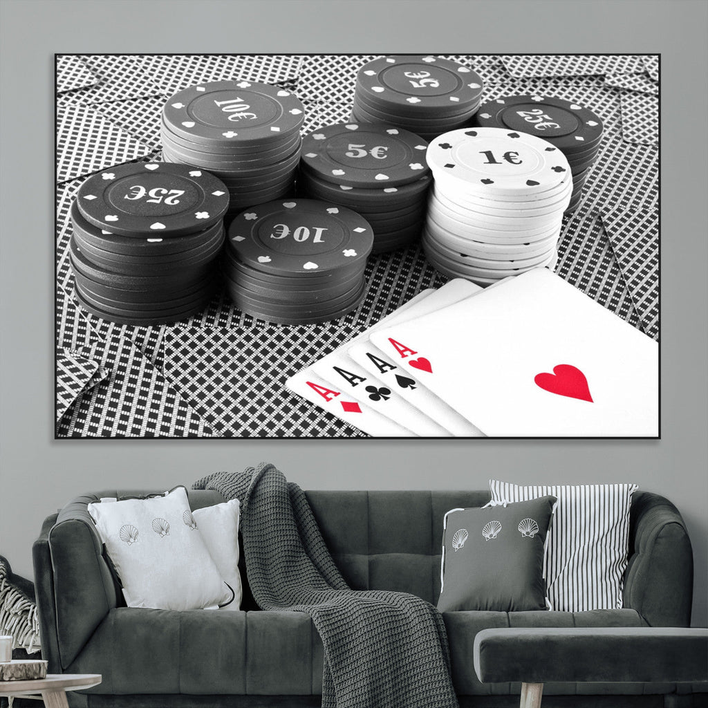 Poker Game Cards Wall Art Canvas, Multi Panel Wall Art