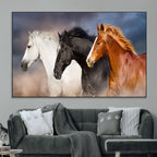 Animal Wall Art Three Horses Farmhouse Art Canvas Print
