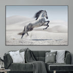 Prancing Horse Desert Large Wall Art Canvas Print, Majestic Horse Animal Artwork