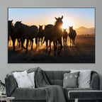 Horse Herd Wall Art Animal Canvas Print