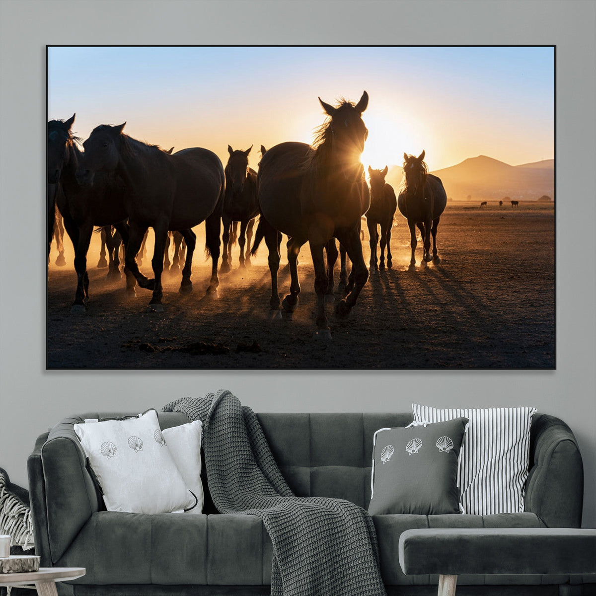 Horse Herd Wall Art Animal Canvas Print