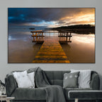 Serene Lake Pier at Sunset Canvas Print | Landscape Wall Art | Ready to Hang
