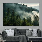 Misty Forest Wall Art Premium Canvas Print, Foggy and Serene Atmosphere