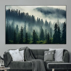 Captivating Misty Forest Wall Art, Foggy and Serene Atmosphere Canvas Print