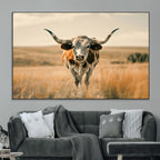 Texas Cow Wall Art Canvas Print for Farm House Wall Decor