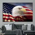 American Flag Eagle Symbol Wall Art Canvas Print, Patriotic American Flag Eagle Wall Art