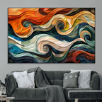 Abstract Wave Wall Art, Ready to Hang Framed Canvas Print | Extra Large 3 Piece Canvas Wall Art