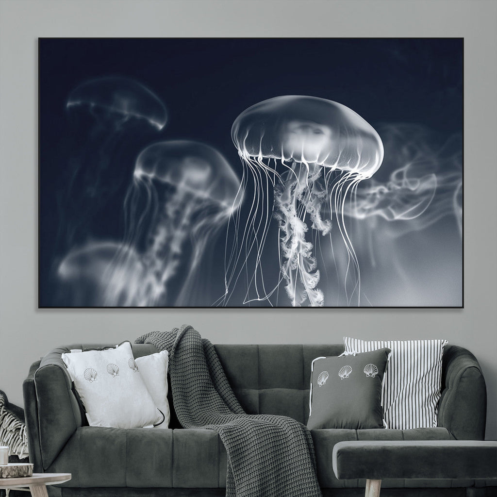 Jellyfish Wall Art Canvas Print, Modern Abstract Jellyfish