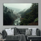 Misty Forest Wall Art, Tranquil Nature Landscape, Ready to Hang | Extra Large 3 Piece Canvas Wall Art