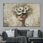 Abstract Floral Women Pastel Wall Art Canvas Print
