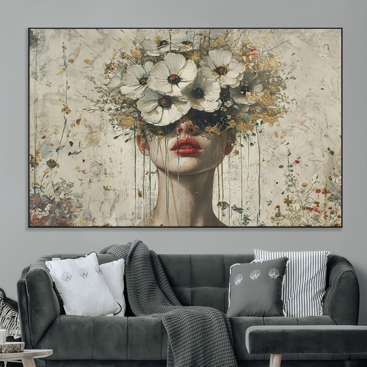 Abstract Floral Women Pastel Wall Art Canvas Print