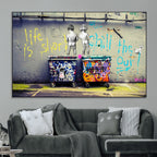 Banksy Life is Short Wall Art, Iconic Graffiti Street Art Canvas Print