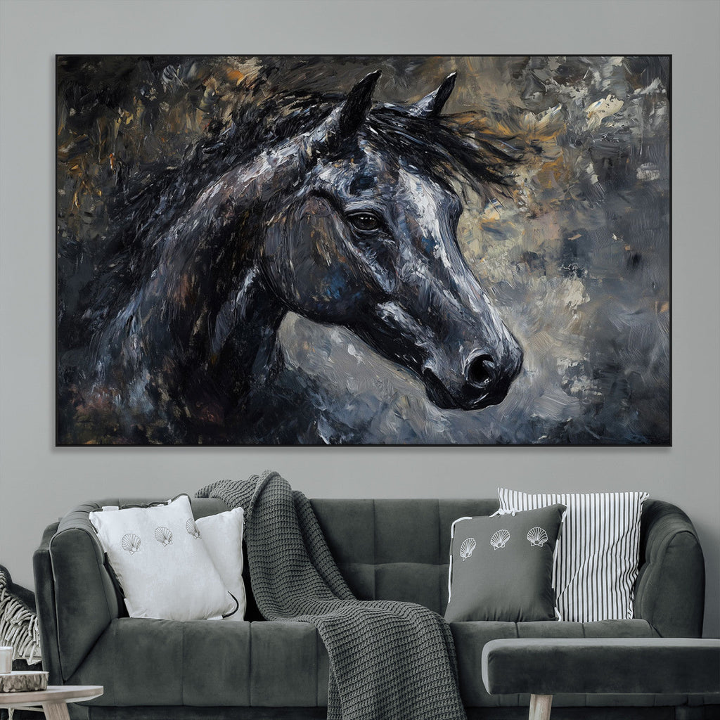 Large Abstract Horse Wall Art Canvas Print, Farmhouse Wall Art