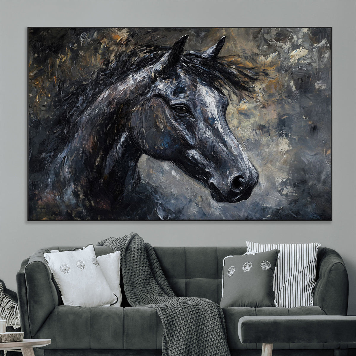 Large Abstract Horse Wall Art Canvas Print, Farmhouse Wall Art