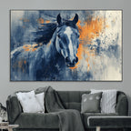Abstract Blue Horse Wall Art Print Canvas | Western Horse Wall Art for Farmhouse Decor