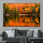 Forest Reflection Art | Autumn Forest Reflection Wall Art | Triptych Canvas Print