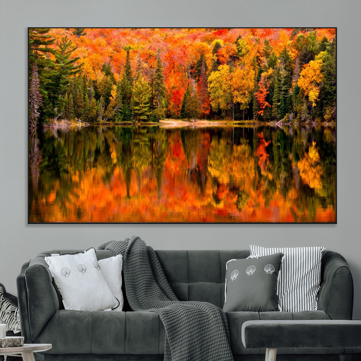 Forest Reflection Art | Autumn Forest Reflection Wall Art | Triptych Canvas Print