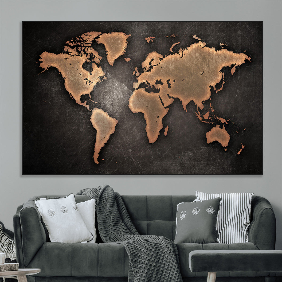 World Map Canvas Print | Framed Travel Map Wall Art for Couples