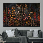 Large Floral Painting Print Illustration Flowers Canvas Wall Art
