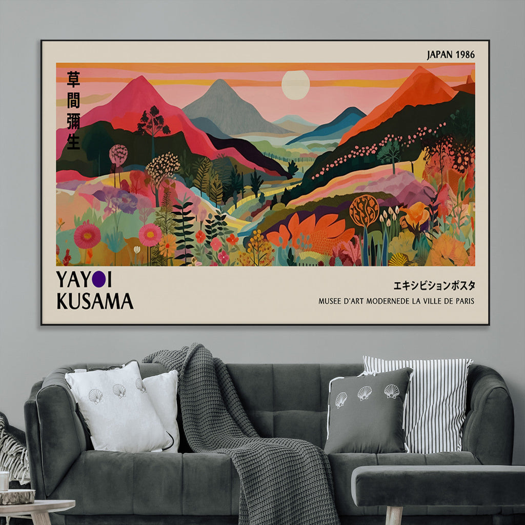 Yayoi 1986 Wall Art Print, Vibrant Wabi Sabi Japanese Abstract Design
