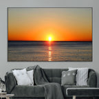 Golden Horizon Sunset Over Ocean Wall Art Canvas Print | Tropical Beach Canvas